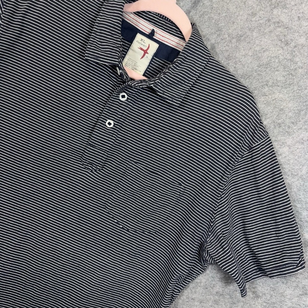 Relwen Polo Shirt Mens XL Blue Jersey Stripe Cotton Huckberry Luxury Soft Preppy